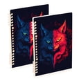 thumbnail image 1 of Cat Face Blue and Red Ring Binder Notebook Journey Note Diary College Ruled Spiral Notebook Study Loose Leaf Paper A5 60 Pages, 1 of 8