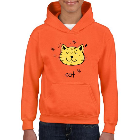 Cat Face Doodle Hoodie Juniors -Image by Shutterstock,  Medium