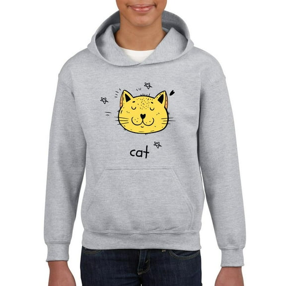 Cat Face Doodle Hoodie Juniors -Image by Shutterstock,  x-Large