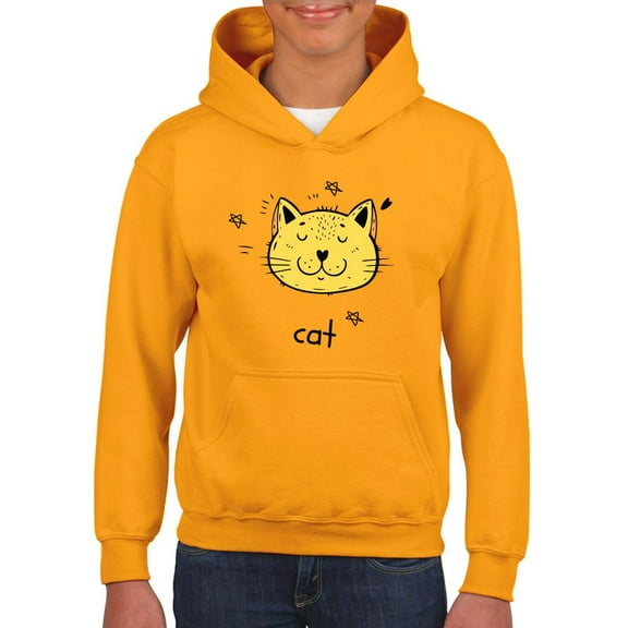 Cat Face Doodle Hoodie Juniors -Image by Shutterstock, x-Large
