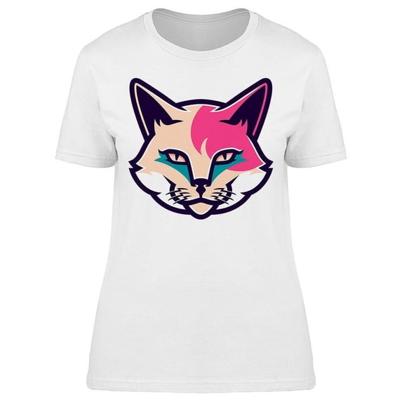 Cat Face Feline Colors T-Shirt Women -Image by Shutterstock, Female Medium