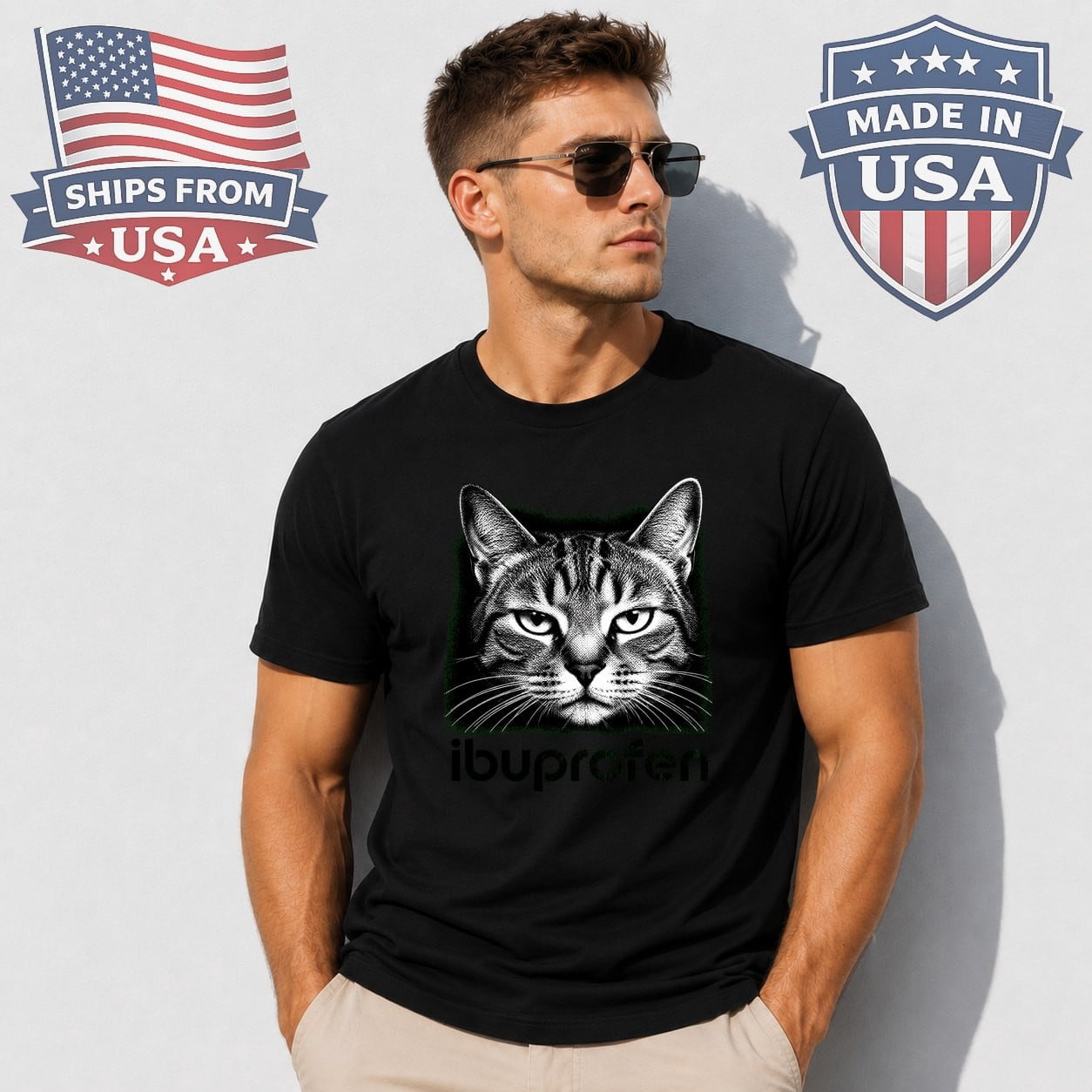 Cat Face Ibuprofen Graphic T-Shirt - Walmart.com