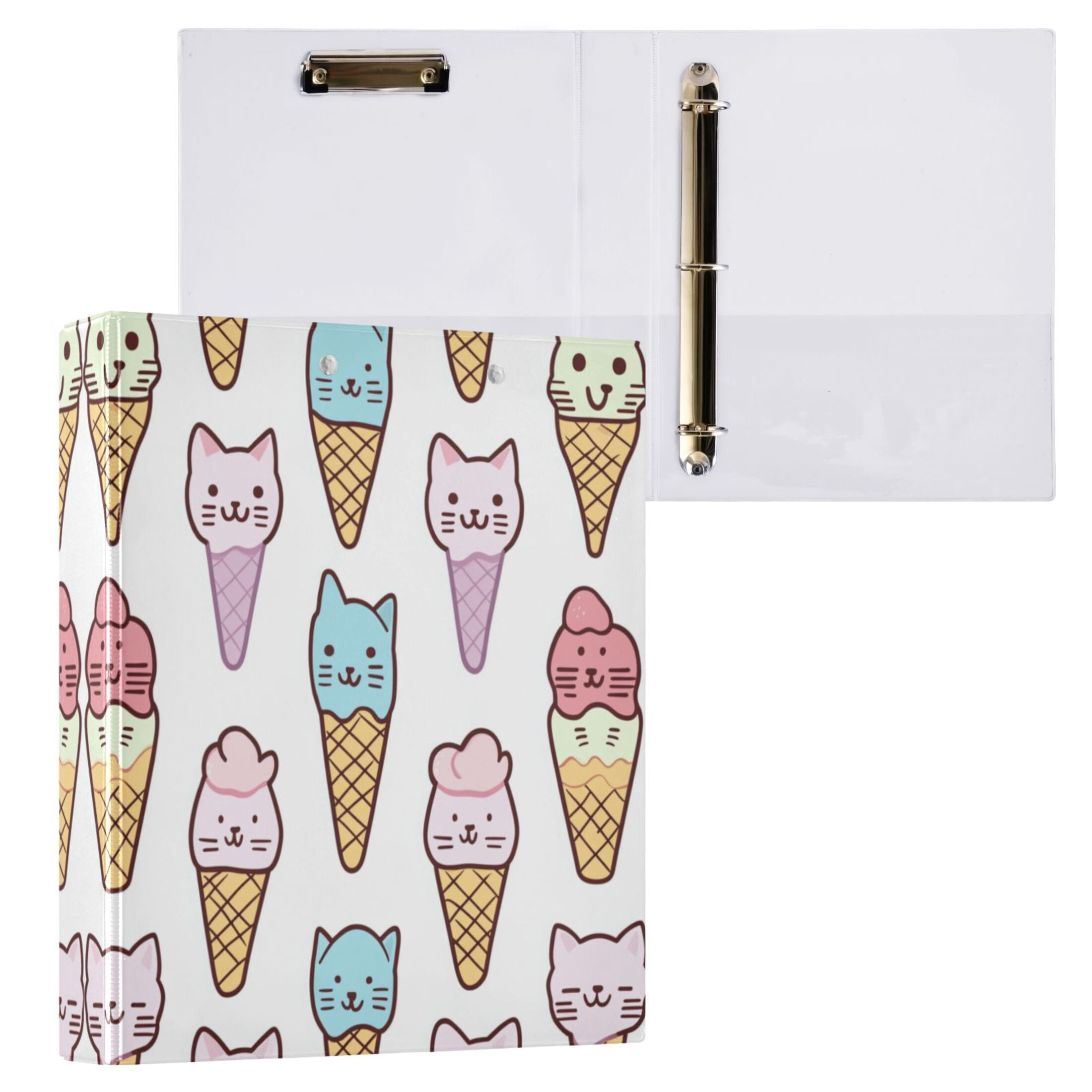 Cat Face Ice Cream 3 Ring Hardcover Binders 1.5in Round Rings for ...