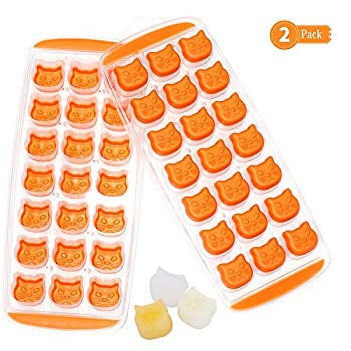 Cat Shaped Ice Cube Molds 2 Pack Cute Cartoon Mold, Easy-Release Stackable  Flexible 25 Ice Tray for Freezer Dessert, Cat Gifts for Women (Cat)