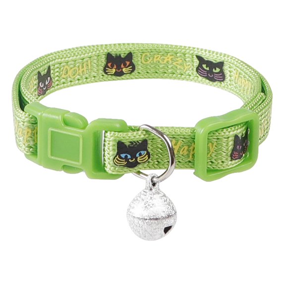Cat Face Pattern Cat Collar With Bell Adjustable Cat Nylon Collars Cat Supplies One Size