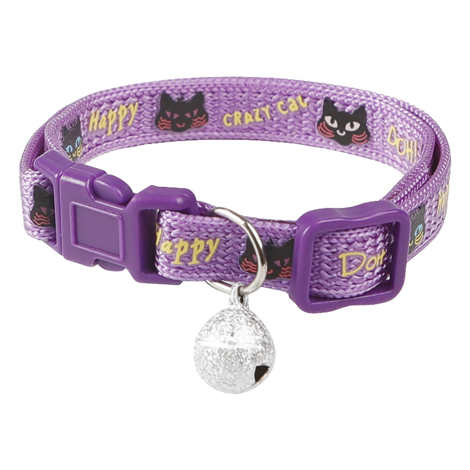 Cat Face Pattern Cat Collar With Bell Adjustable Cat Nylon Collars Cat