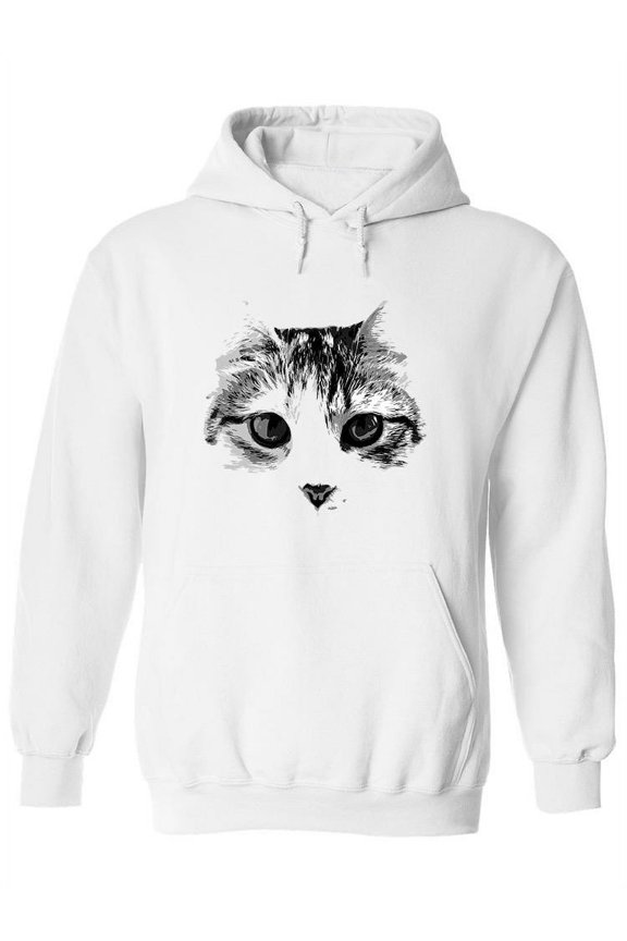 Cat Face Pencil Drawing Hoodie Women -Image by Shutterstock, Female Medium