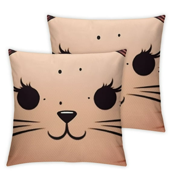 Cat Face Pillows Decorative Throw Pillow Cover Case Cute Cat Smile Meow Pillow Case Square Cushion Cover for Sofa Bedroom Pink