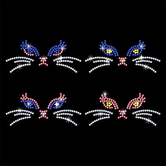 Cat Face Rhinestone Iron on Transfer 11.7x8.3inch Heat Transfer Decal Bling Decals Clear Rhinestone Template Clothing Repair Applique for T-Shirt Clothing Pants Bags