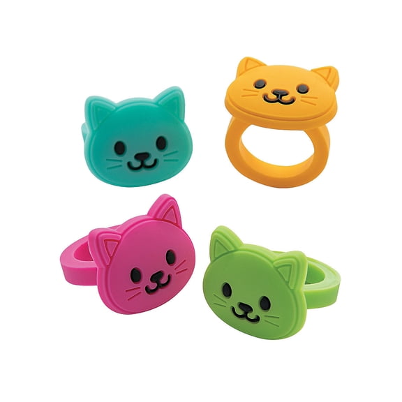 Cat Face Rings, Jewelry, Birthday, Party Favors, 12 Pieces