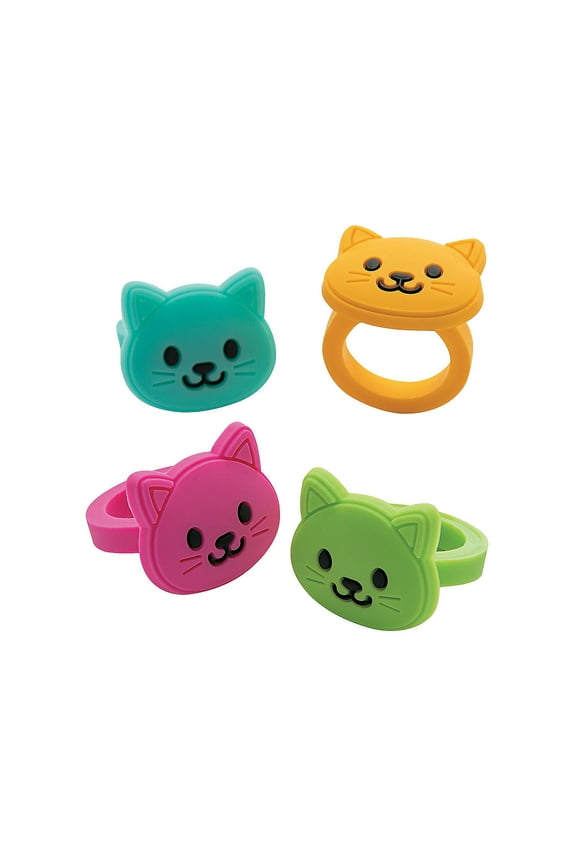Cat Face Rings, Jewelry, Birthday, Party Favors, 12 Pieces