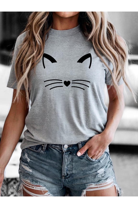 Cat Face Shirt for Women - Cat T Shirt for Her - Cat Lover for Birthday - Cat Mom Tshirt for Her - Cat Owner Tshirt All Size S-5XL