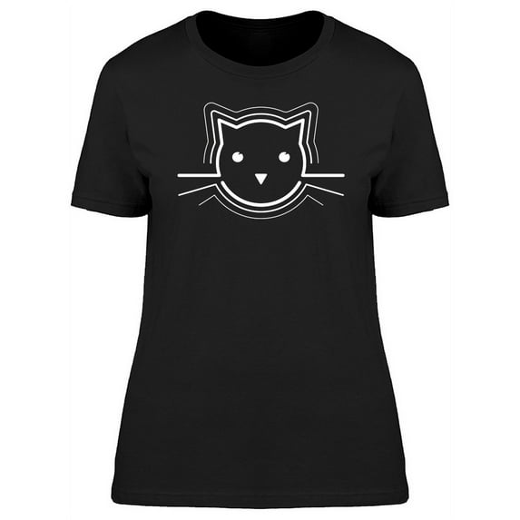 Cat Face Simple Doodle T-Shirt Women -Image by Shutterstock, Female x-Large