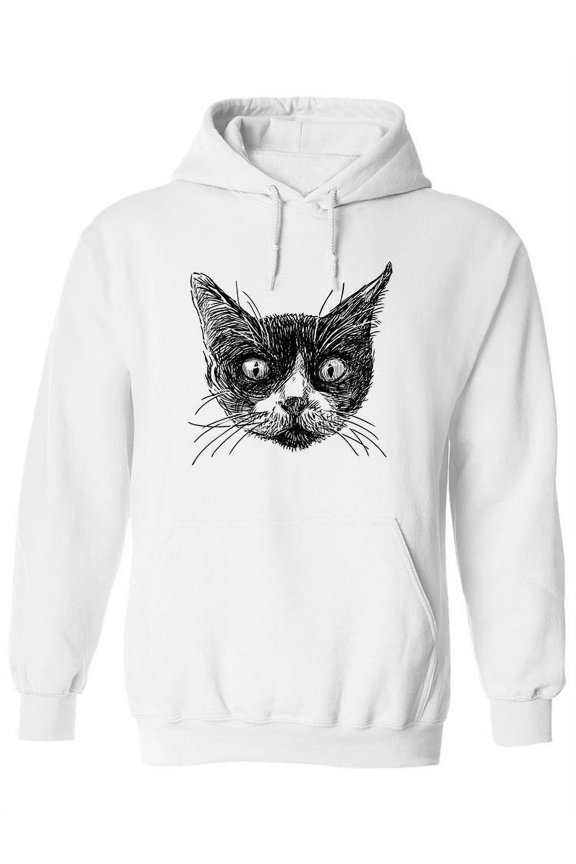 Cat Face Sketch Hoodie Women -SPIdeals Designs, Female Large