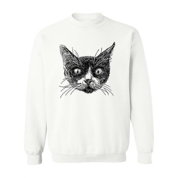 Cat Face Sketch Sweatshirt Women -SPIdeals Designs, Female x-Large