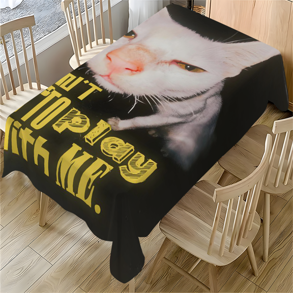 Cat Face Tablecloth 55x77.1 Inches Funny Feline Design for Dining Table Desk Party Outdoor Use