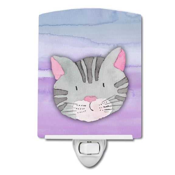 Cat Face Watercolor Ceramic Night Light
