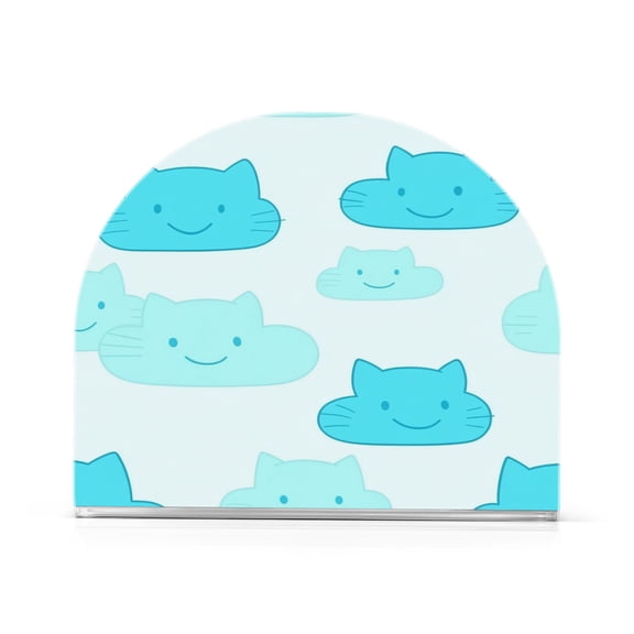Cat Faced Clouds Pattern Thick U Shape Acrylic Napkin Holder Non Slip Space Saving for Kitchen