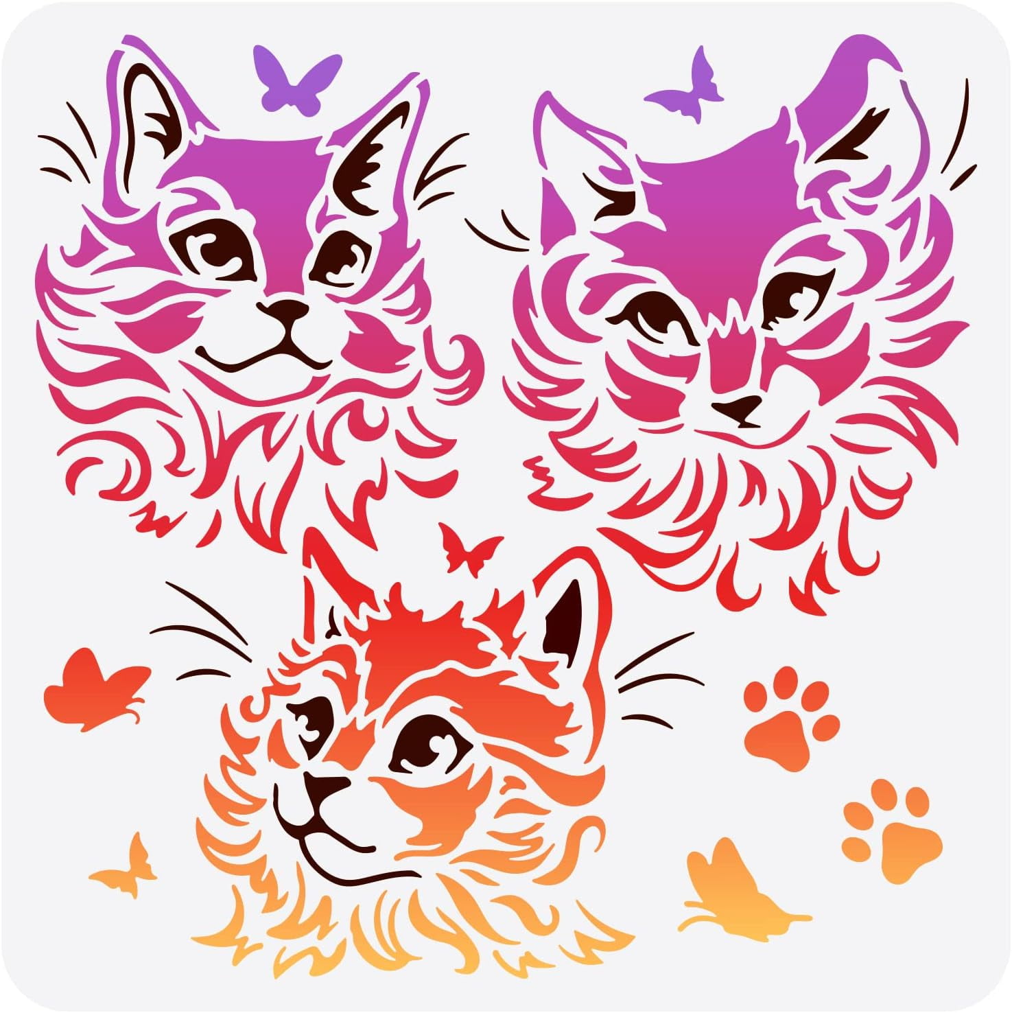 Cat Family Painting Stencil 11.8x11.8inch Reusable Maine Cat Drawing ...