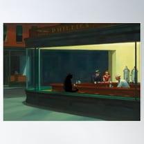 Cat Famous Painting Hopper Nighthawks Poster Wall Art, Modern Wall Decor For Living Room Bedroom, 8x12 UNFRAMED