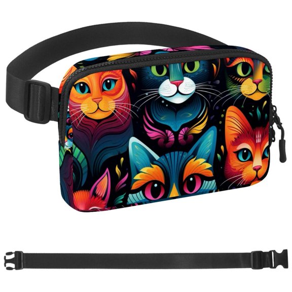 Cat Fanny Pack for Men Women Hiking Waist Bag Pack, Runners Belt Jogging Pocket Belt with Adjustable Strap for Running Walking Traveling