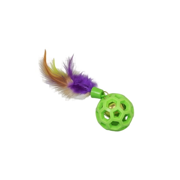 Cat Feather Ball with Bell Inside, Interactive Cat Toys for Indoor Cats to Chase & Pounce, Crinkle & Jingle Sounds Stimulate Hunting Instincts, Soft & Safe Kitten Toy