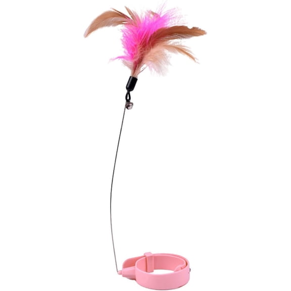 Cat Feather Collar Ornamentss Adjustable Flexible Funny Interactive Cat Feather Wand Collar with Bell for Cat Indoor Play Pink Professional Accessories for Use (Pink)