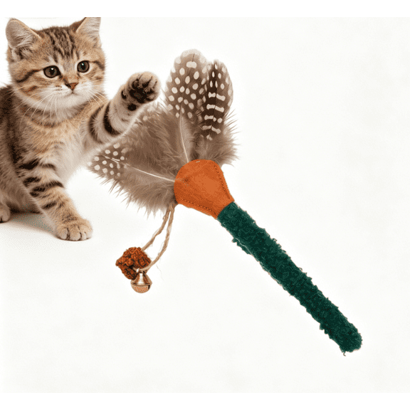 Cat Feather Toy Kitten Chew Stick for Cleaning Teeth Indoor Kitty Interactive