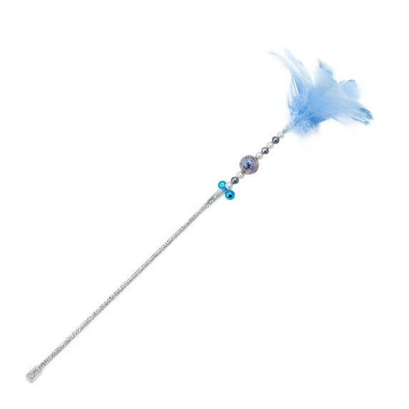 Cat Feather Toys Feather Teaser Wand Toy with bell, Interactive Cat Toys for Pet Cat Kitten Play(Blue)
