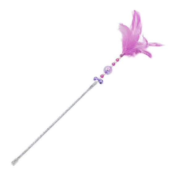 Cat Feather Toys Feather Teaser Wand Toy with bell, Interactive Cat Toys for Pet Cat Kitten Play(Purple)