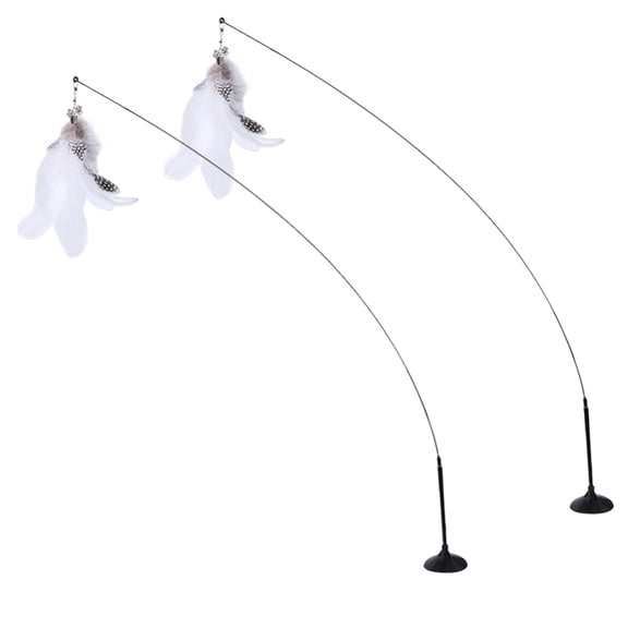 Cat Feather Toys Interactive Cat Toy with Super Suction Cup with Bells 2 Wand Cat Spring Feather Toys for Indoor Cats Kitten Play Chase Exercise