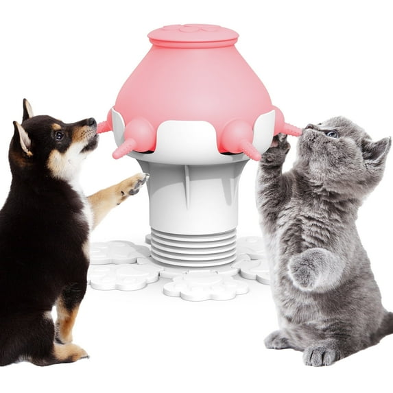 Cat Feeder, 300ml Kitty Puppy Milk Feeder Puppy Nursing Station Puppy Milk Bottle with 5 Nipple Puppy Feeder for Kittens Puppy Rabbits Pink