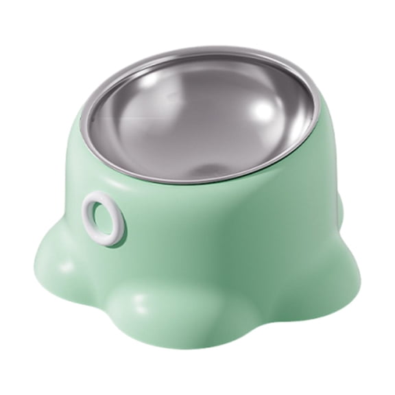 Cat Feeder Bowl Pet Feeding Dish Non Slip 15 Degree Tilted Stainless Steel for Household Small Animals