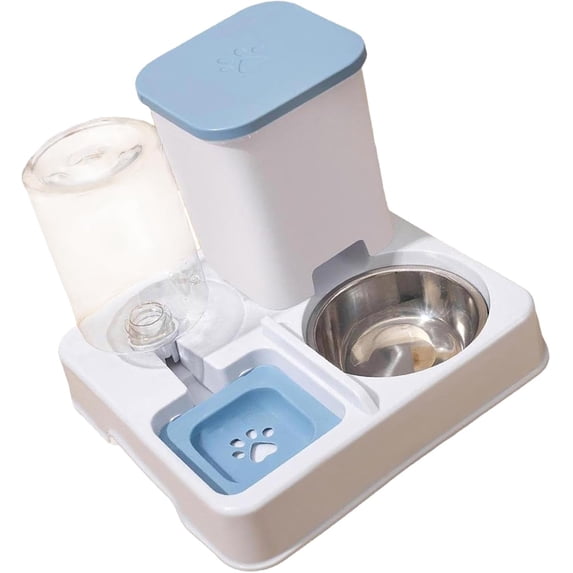 Cat Feeder and Water Dispenser, 2 in 1 Automatic Pets Feeder, Pet Food Bowls, Pet Supplies for Small Medium Large Breed Cat, Purpose Large Capacity Dog Bowl Drinking Water