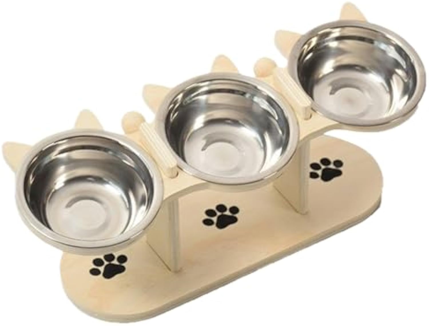 Cat Feeder - Wooden Stand with Tilted Bowls, Non-Slip Stable Design, Convenient Hydration Feature with Removable Ceramic Dishes, Pet Feeding Station for Promoting Healthy Eating Habits