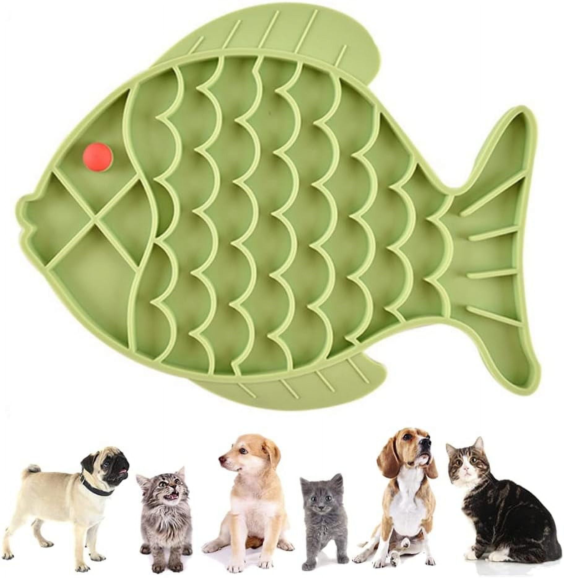 Cat Feeders Slow Feeder Cat Bowl Fish Shape Silicone Puzzle Feeder