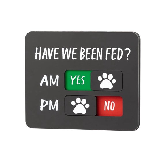 Cat Feeding Reminder Sign with Sliding Yes/No Indicator, Magnetic Pet Feeding Tracker Board, Reusable Acrylic Feed Reminder Board for Refrigerator, Wall or Pet Food Container