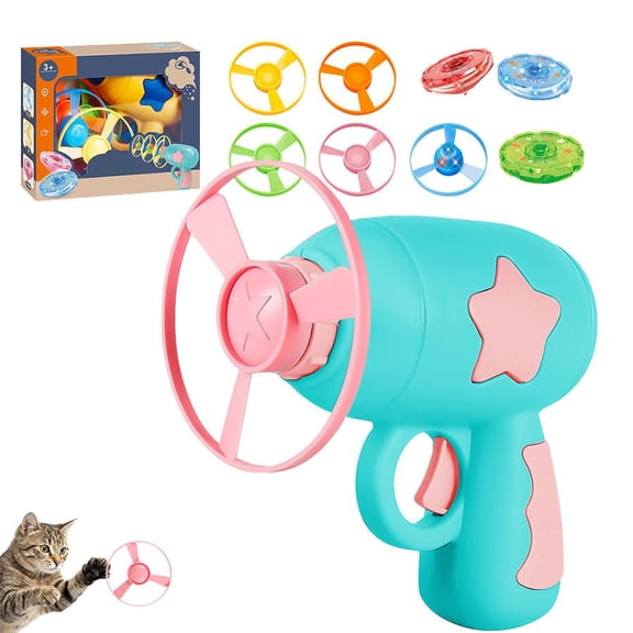 Cat Fetch Toy, 2026 Interactive Light-Up Flying Disc Launcher & Fetch Toy for Cats, Cat Toy Propeller Launcher for Training & Hunting, Cat & Kitten Toy with Colorful Flying Propellers