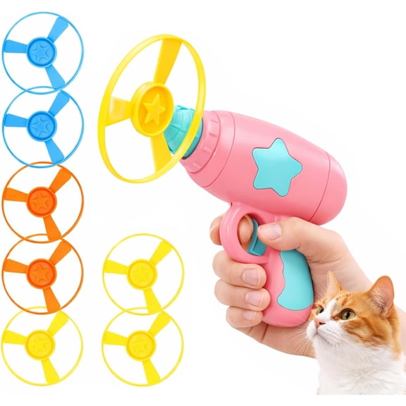 Cat Fetch Toy Launcher, Cat Toy Disc Launcher, Gun Launcher Propeller, Flying Disc Cat Toy
