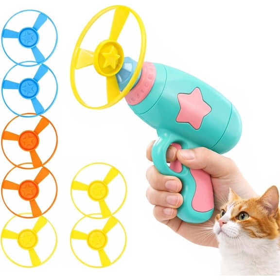 Cat Fetch Toy Launcher, Cat Toy Disc Launcher, Gun Launcher Propeller, Flying Disc Cat Toy
