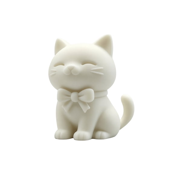 Cat Figurine, Matte White Smiling Cat with Bow Tie, 1 Piece 3.5 inch Cute Resin Desktop Decor, Ideal for Home Office Shelf Decoration Pet Cat Lovers Collectible Ornament