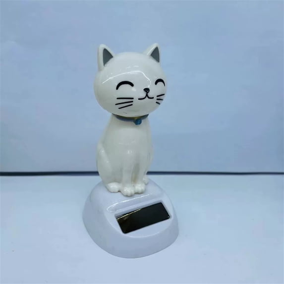 Cat Figurines Solar Powered Dancing Solar Shaking Head Kitten Toy Dashboard Ornament for Car Vehicle Home Office Window Decoration