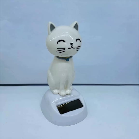 Cat Figurines Solar Powered Dancing Solar Shaking Head Kitten Toy Dashboard Ornament for Car Vehicle Home Office Window Decoration