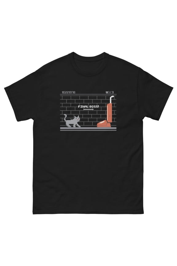 Cat Final Boss T-Shirt (Black, S)