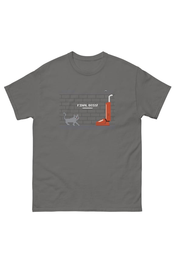 Cat Final Boss T-Shirt (Charcoal, S)