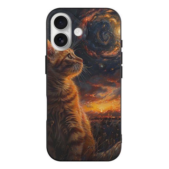 Cat Fire Burning Sky Black TPU Case for iPhone 17 Slim Shockproof Protective Phone Cover