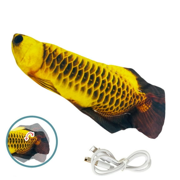 Cat Fish Toy, Realistic Flopping Fish Rocking Dog Toy, Electric Moving Fish with Interactive Function Cat Toy Pets Chew Bite Supplies Motion Sensor, USB Charged for Cat Exercise(Orange Roughy)