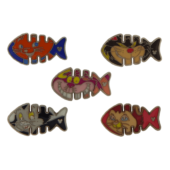 Cat Fishbone Collection Specific 5 Pin Set Disney Parks Trading Pins