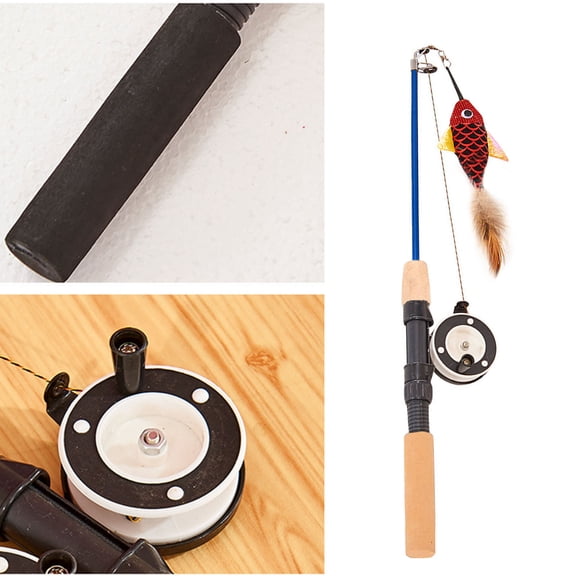 Cat Fishing Rod Toy Sturdy Cat Teasing Stick Interactive Toys Unique Styles,Fishing Rod Is Randomly Either ,Fishing Rod Telescopic ,Extend Up To 72cm/28.35inch