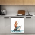 thumbnail image 1 of Cat Fishing on Shark Dishwasher Magnet Cover Decorative Sticker for Home Cabinet Kitchen 23" x26", 1 of 5